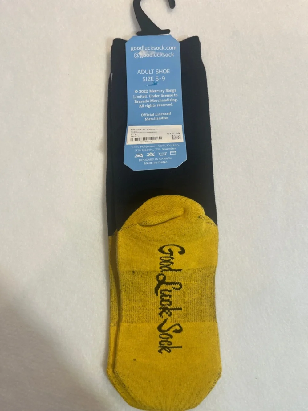 Freddie Mercury Graphic Crew Socks in Yellow - Good Luck Sock
